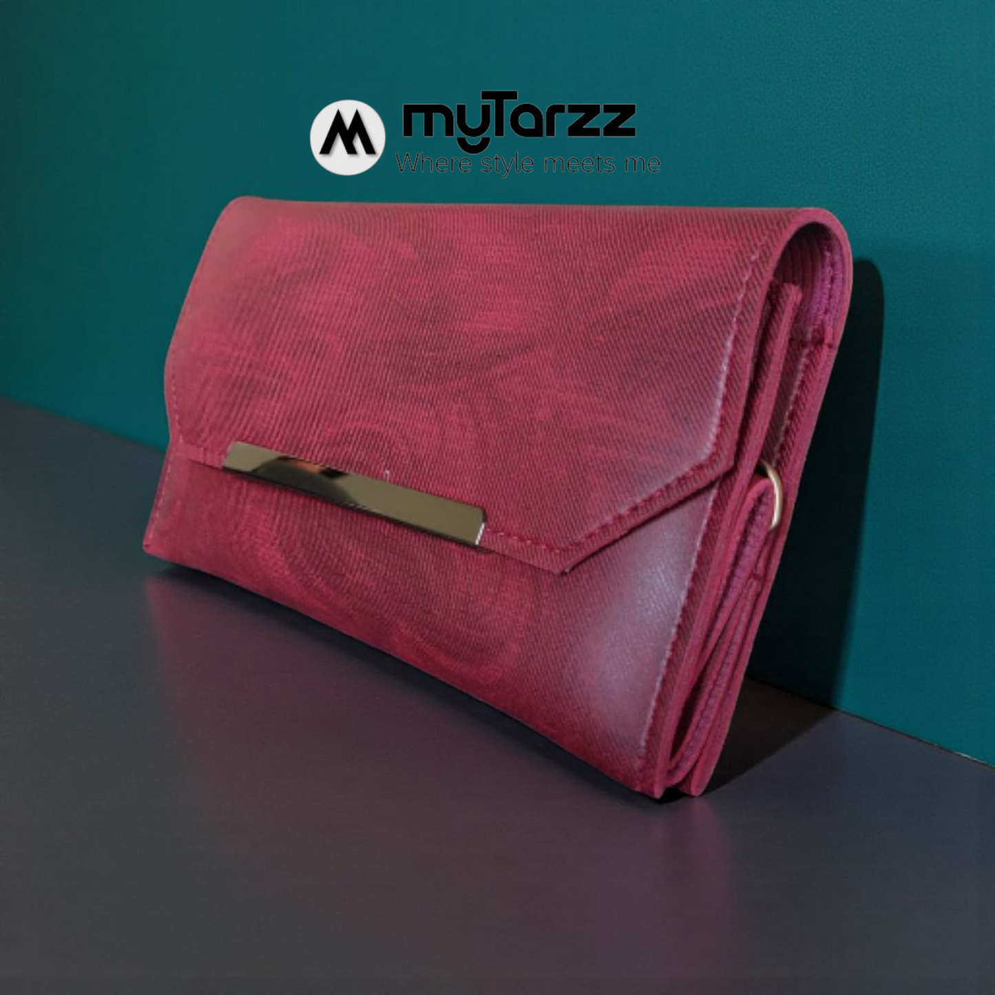 MyTarzz Minimalist Bar Clutch Wallet (Burgundy)