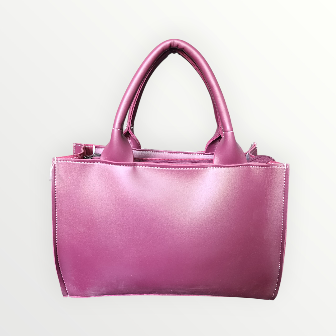 Geometric Faux Leather Handbag Burgundy