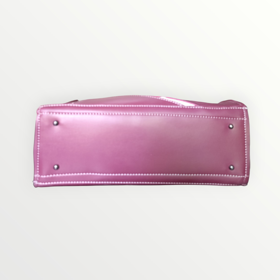Geometric Faux Leather Handbag Burgundy