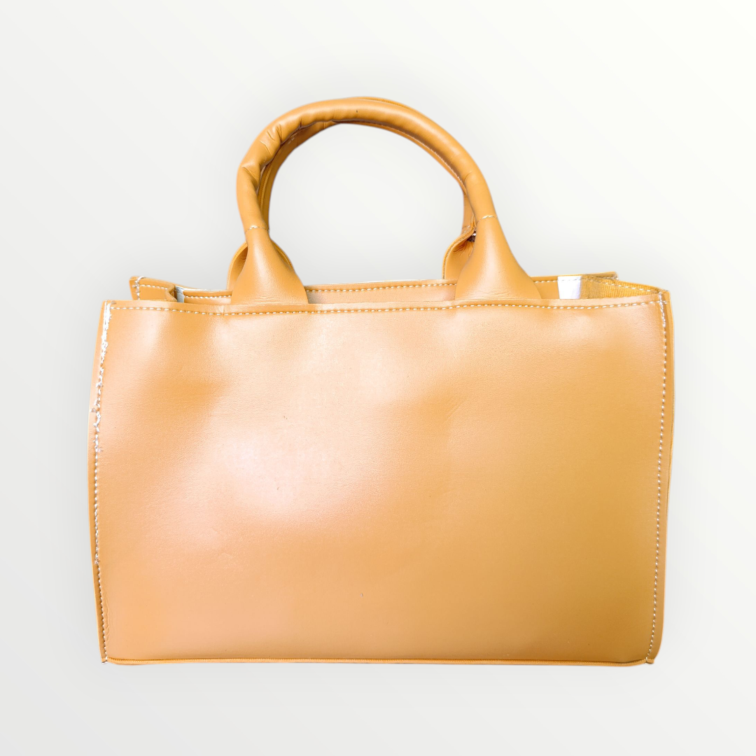 Geometric Faux Leather Handbag Mustard