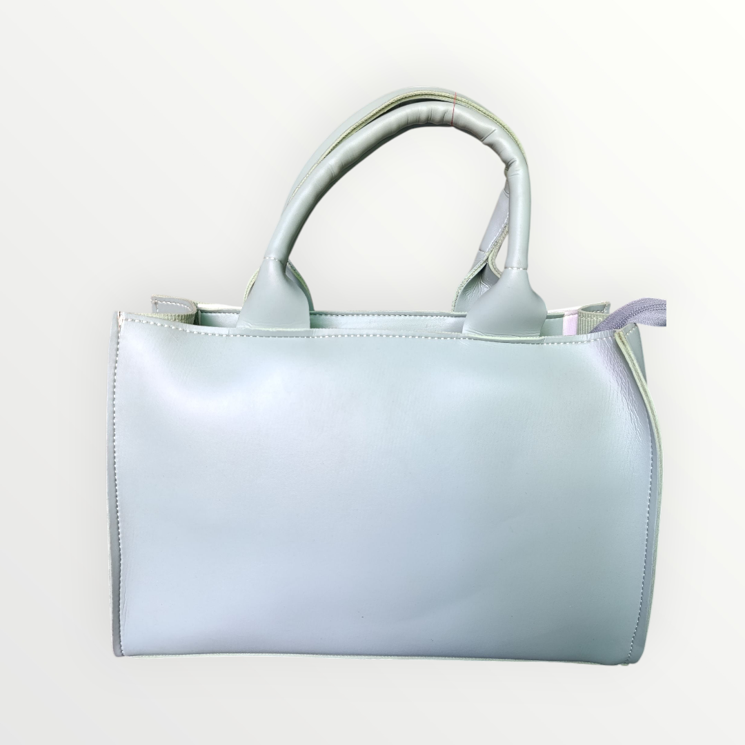 Geometric Faux Leather Handbag Sage Green