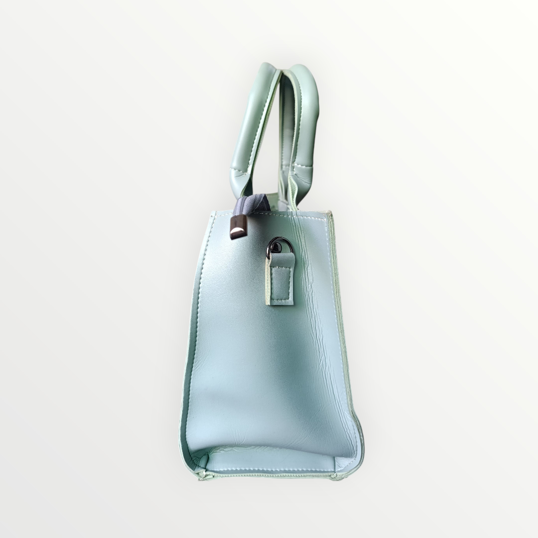 Geometric Faux Leather Handbag Sage Green