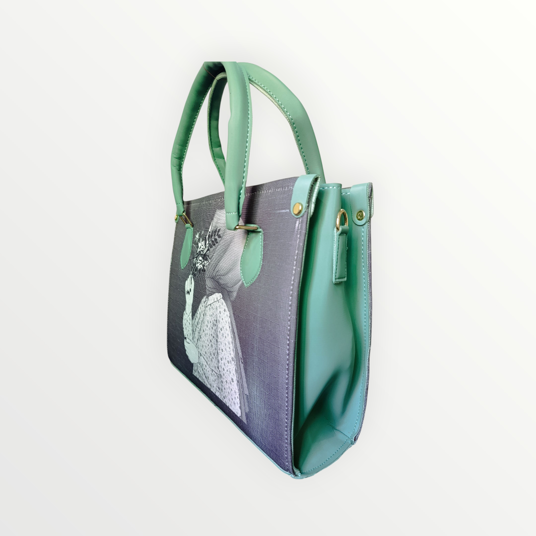 The "Silent Serenity" Artistic Tote Bag - Sage Green