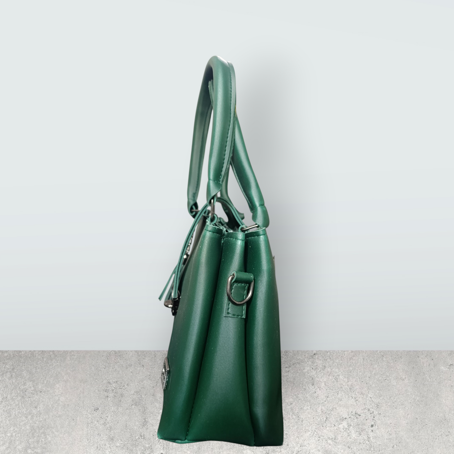 Elegant Forest Green Tote with Tassel Charm