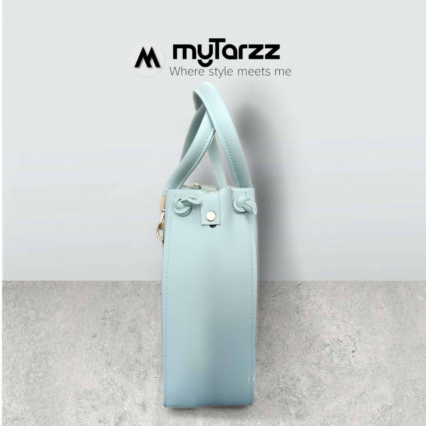 Pleated Pastel Aqua Tote with Pom Pom Charm