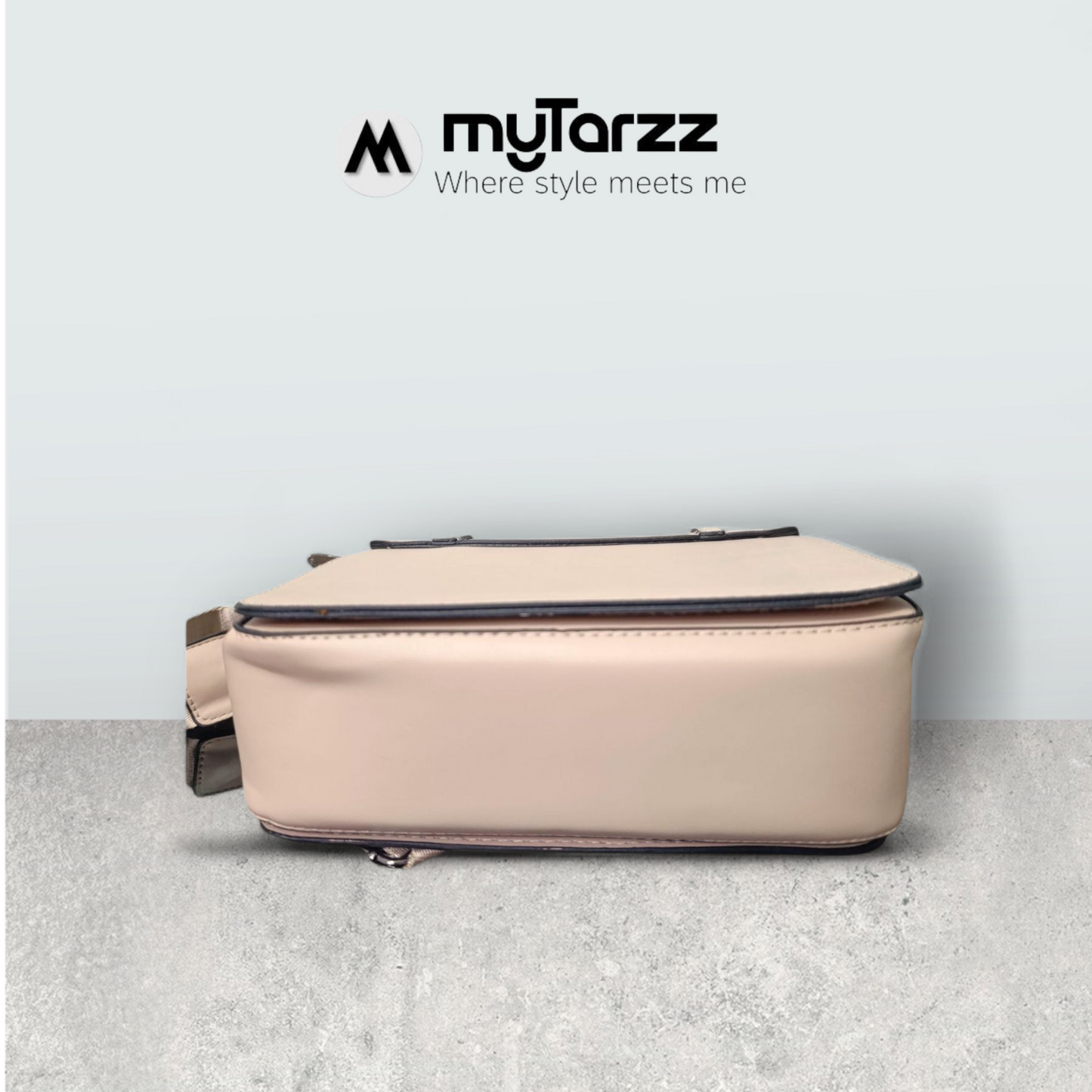 Two-Tone Pink and Taupe Faux Leather Satchel - Imported