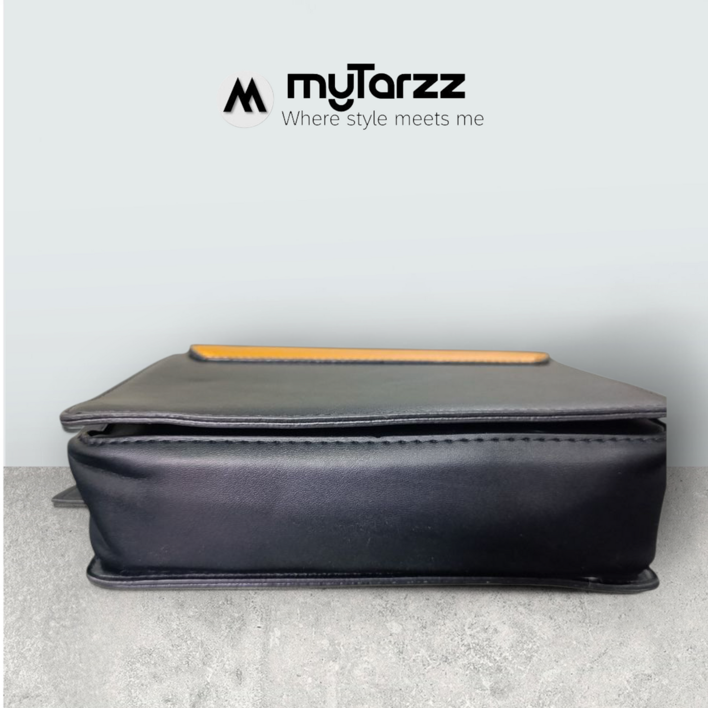 Tri-Tone Faux Leather Satchel with Rust Sleek Flap - Imported