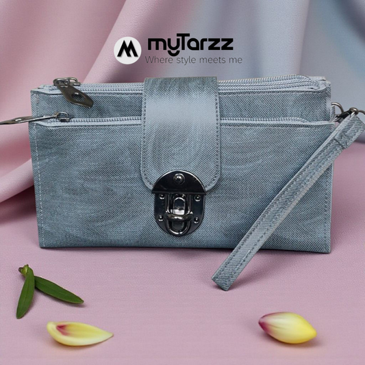 Elegant Grey Clasp Clutch Wallet