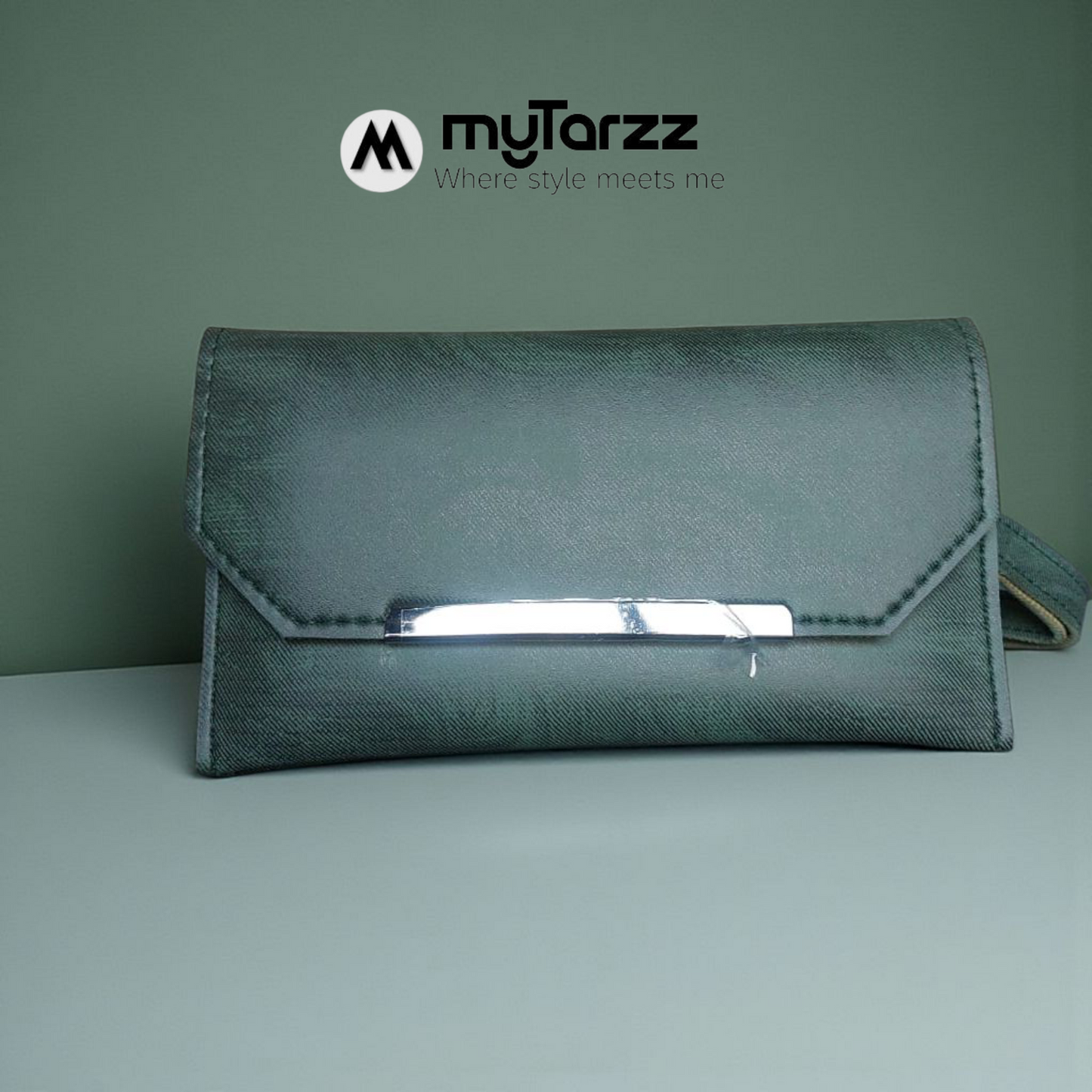 MyTarzz Minimalist Bar Clutch Wallet (Emerald Green)