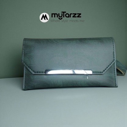 MyTarzz Minimalist Bar Clutch Wallet (Emerald Green)
