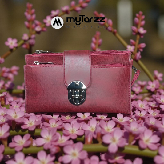 Elegant Burgundy Clasp Clutch Wallet