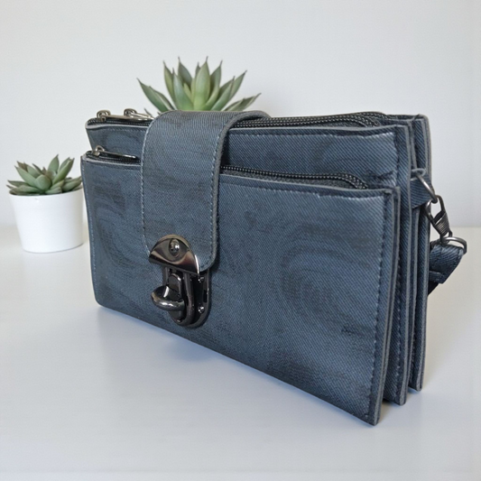 Elegant Charcoal Clasp Clutch Wallet