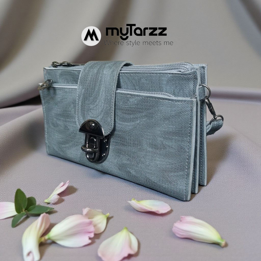 Elegant Grey Clasp Clutch Wallet