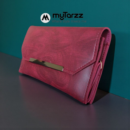 MyTarzz Minimalist Bar Clutch Wallet (Burgundy)