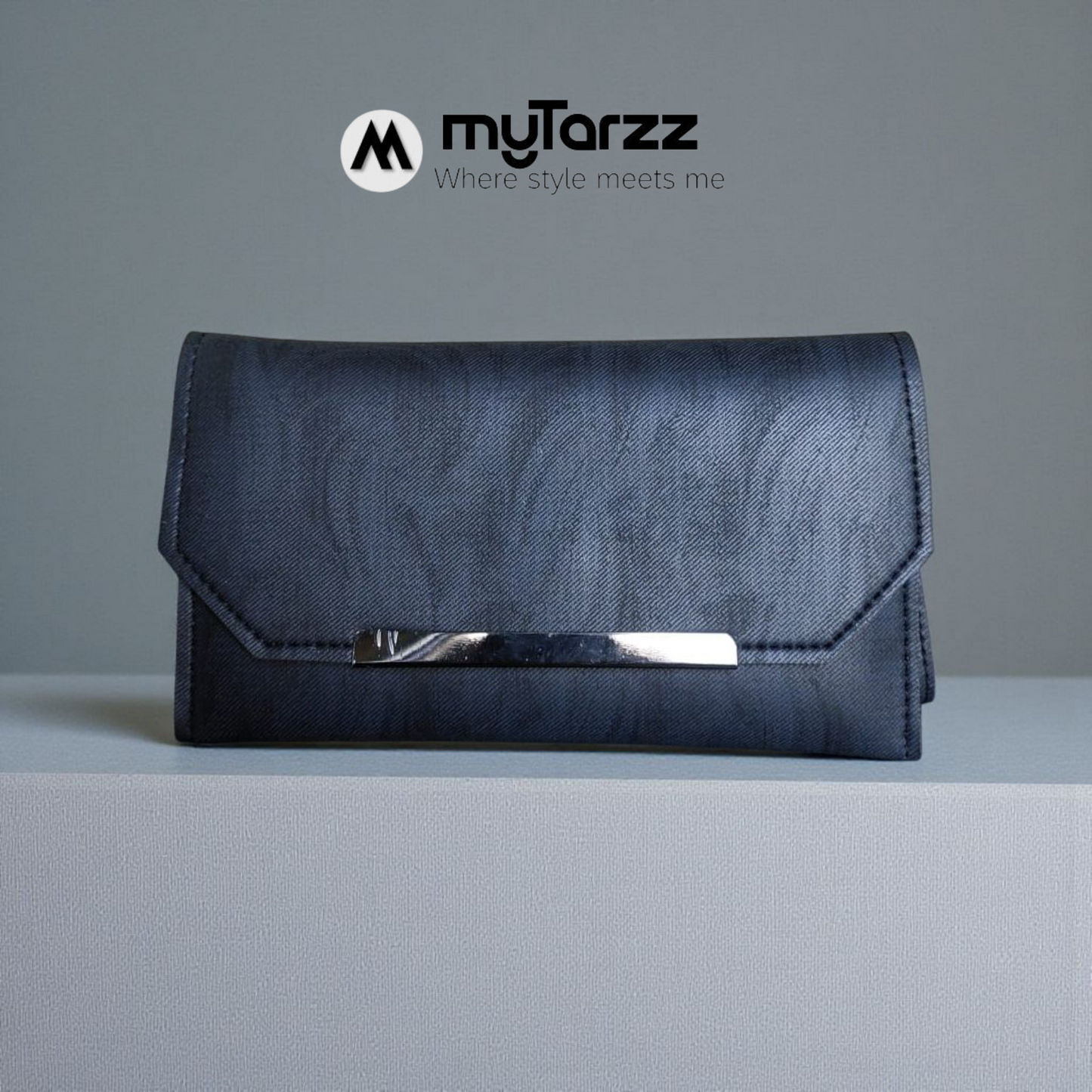 MyTarzz Minimalist Bar Clutch Wallet (Navy Blue)