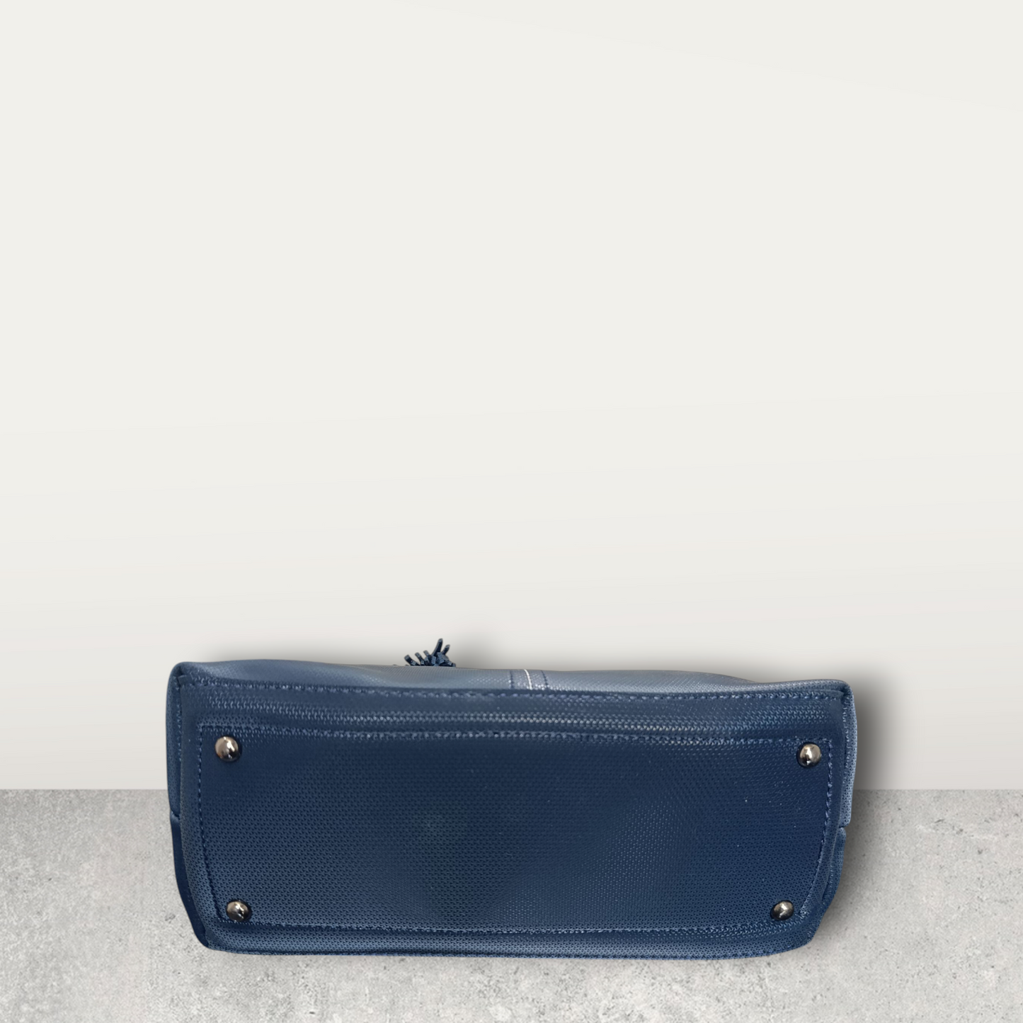 Midnight Blue Perforated Tote with Tassel Charm