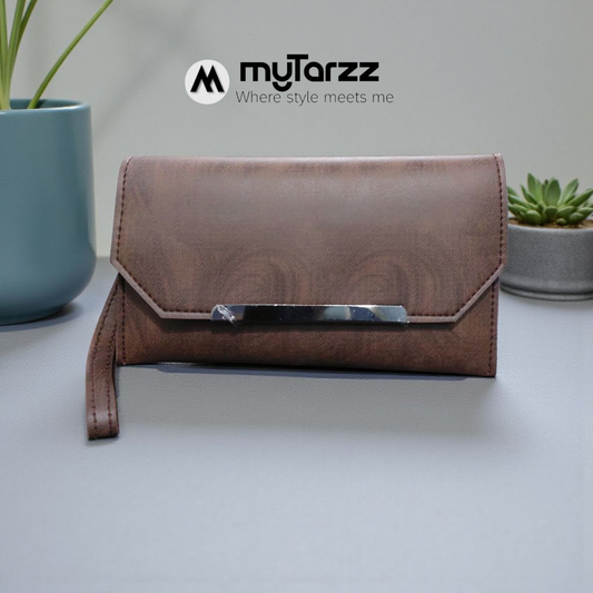MyTarzz Minimalist Bar Clutch Wallet (Brown)