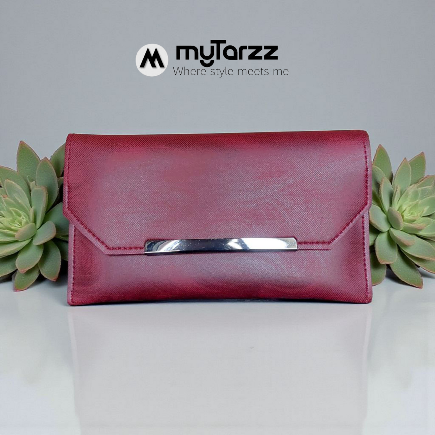 MyTarzz Minimalist Bar Clutch Wallet (Burgundy)