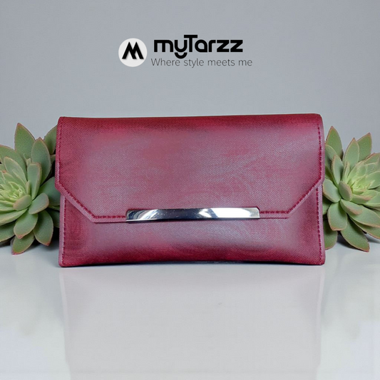 MyTarzz Minimalist Bar Clutch Wallet (Burgundy)