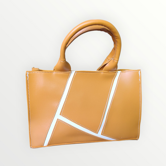 Geometric Faux Leather Handbag Mustard