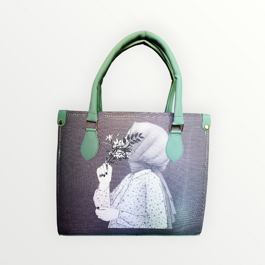 The "Silent Serenity" Artistic Tote Bag - Sage Green