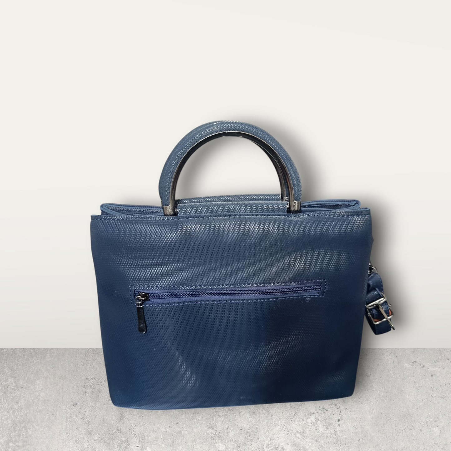 Midnight Blue Perforated Tote with Tassel Charm