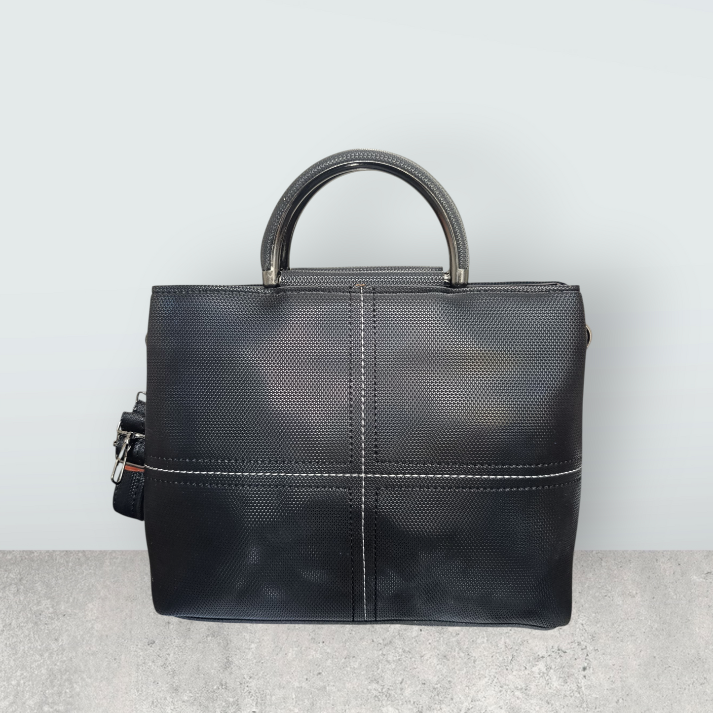 Jet Black Perforated Tote Bag