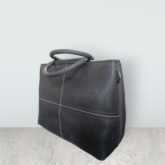 Jet Black Perforated Tote Bag