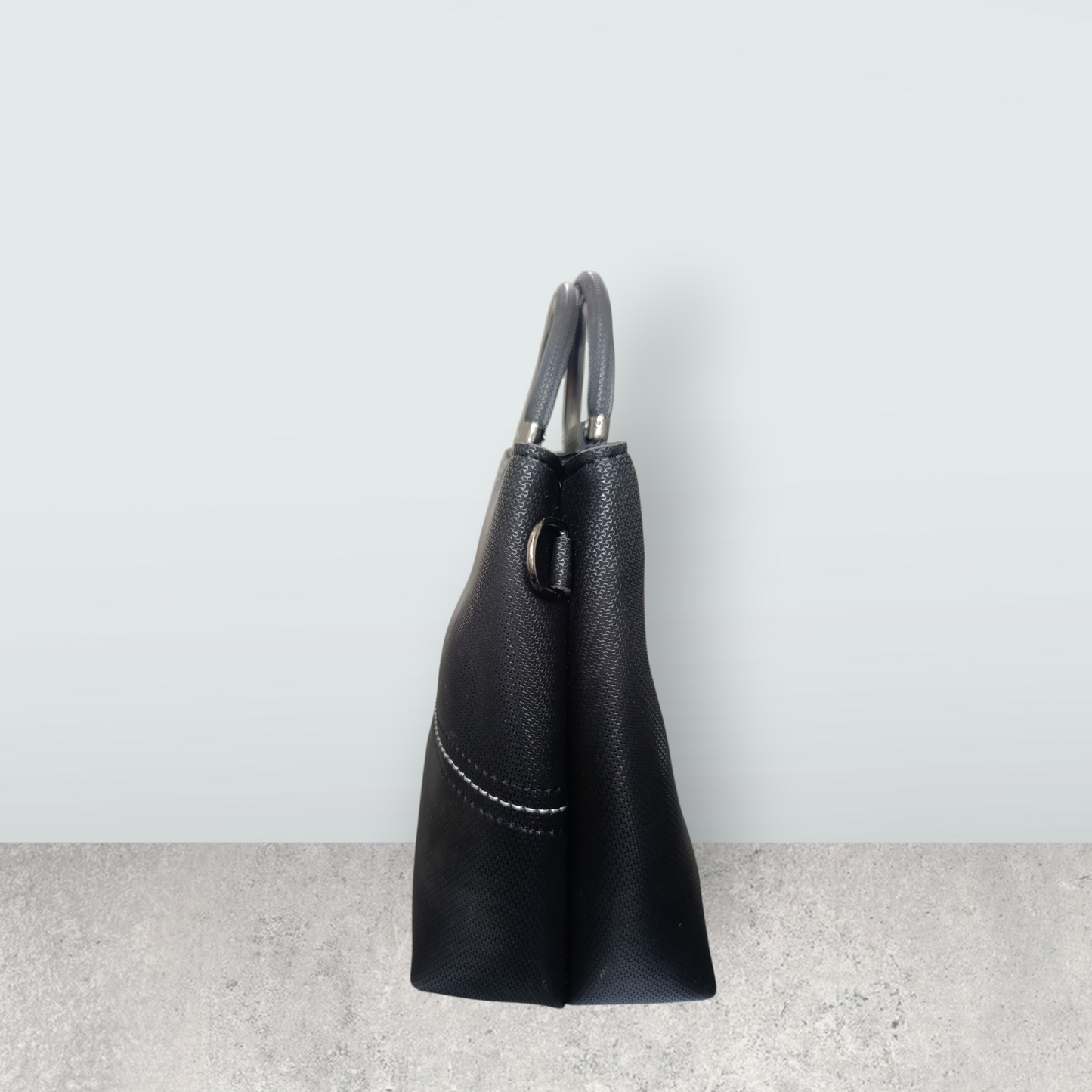 Jet Black Perforated Tote Bag