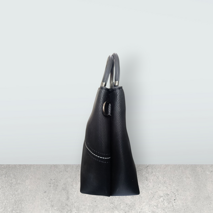 Jet Black Perforated Tote Bag