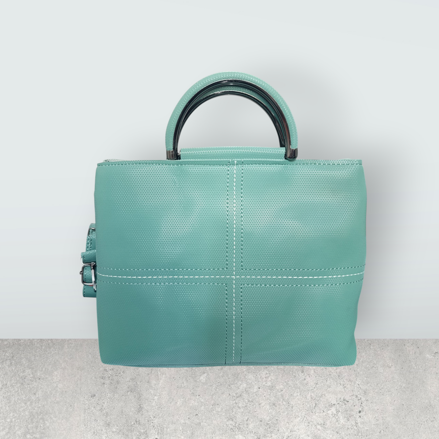 Aqua Chic Tote with Perforated Detail