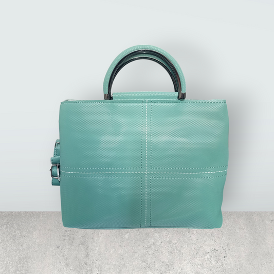 Aqua Chic Tote with Perforated Detail
