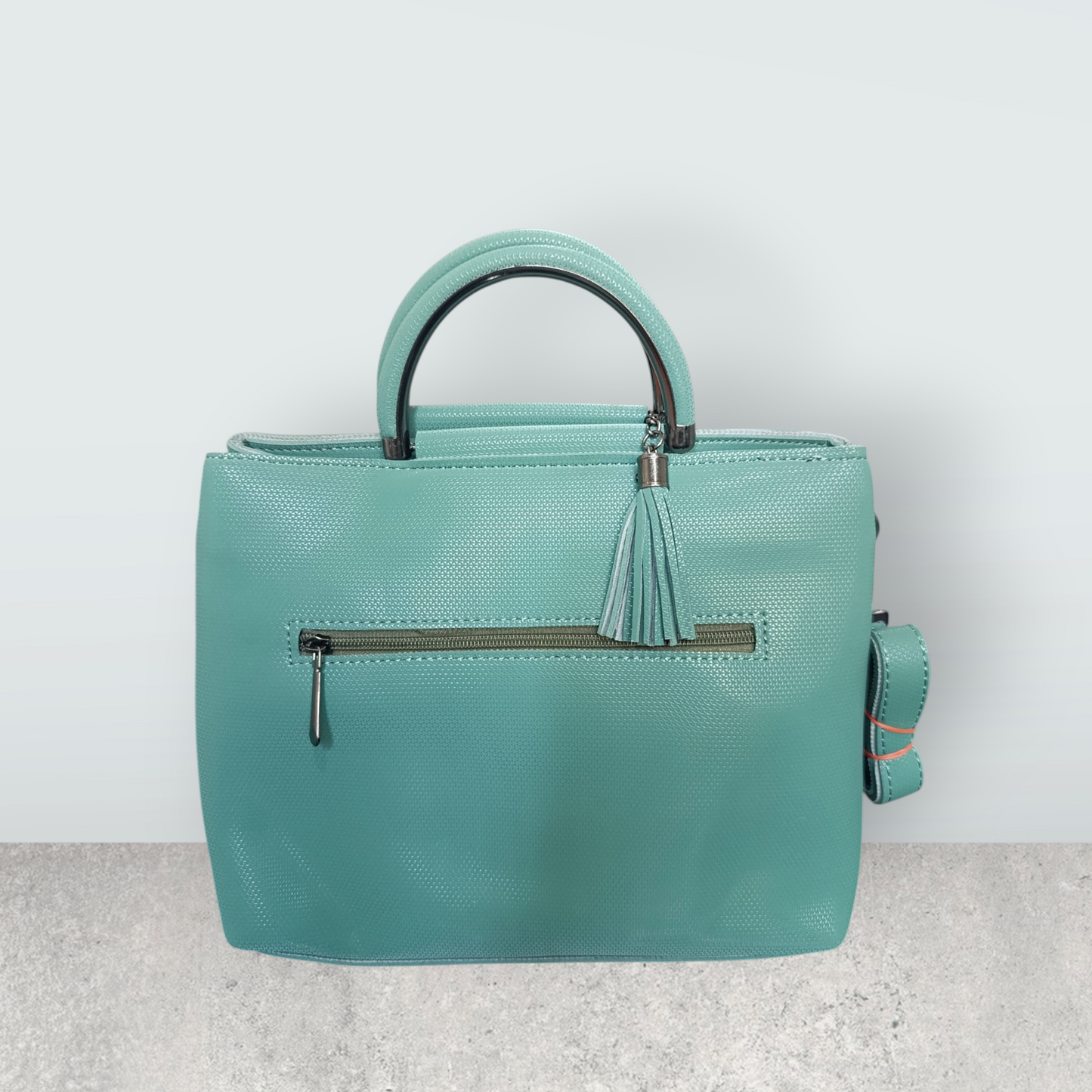 Aqua Chic Tote with Perforated Detail