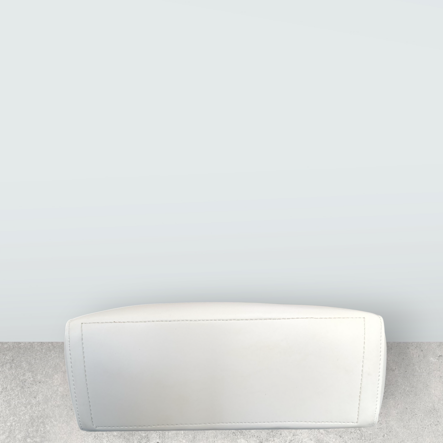 White Faux Leather Tote with Pom Pom Charm