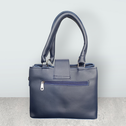 Midnight Blue Faux Leather Tote with Tassel Charm