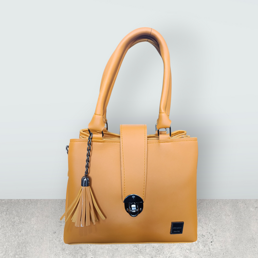 Classic Tan Tote with Tassel Charm
