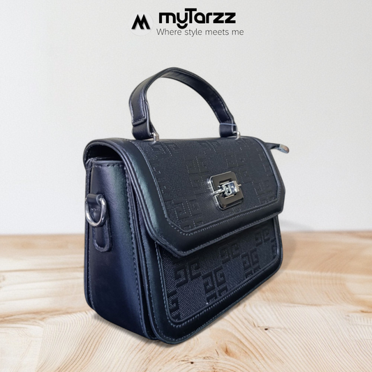 Black Embossed Shoulder Bag Imported