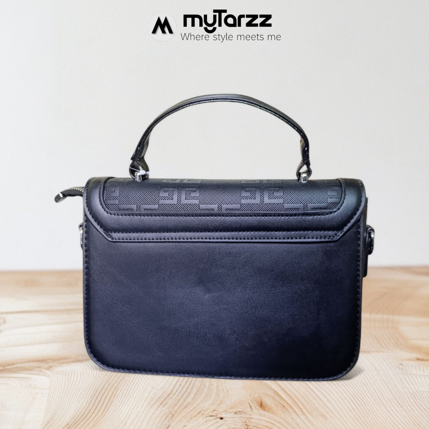 Black Embossed Shoulder Bag Imported