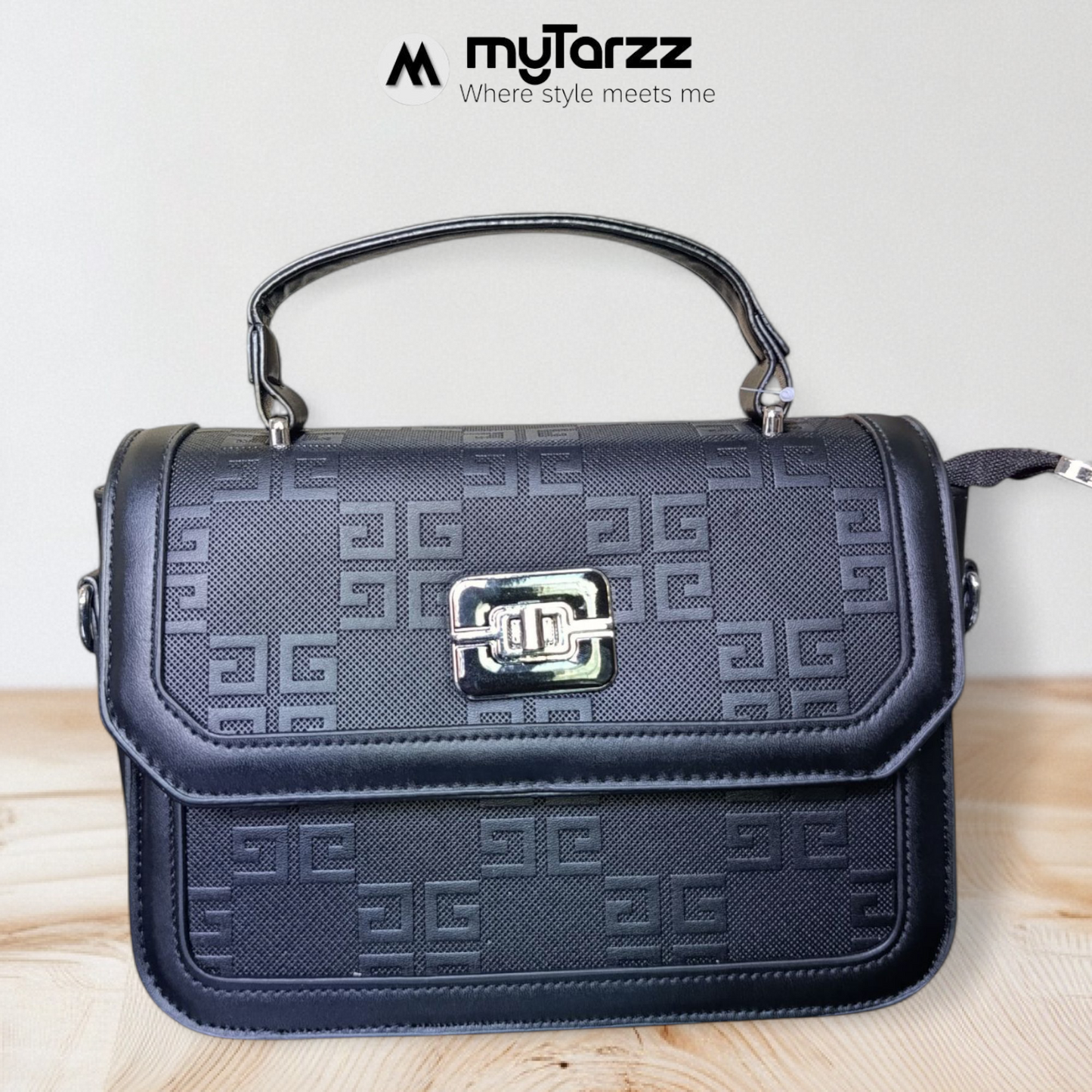 Black Embossed Shoulder Bag Imported