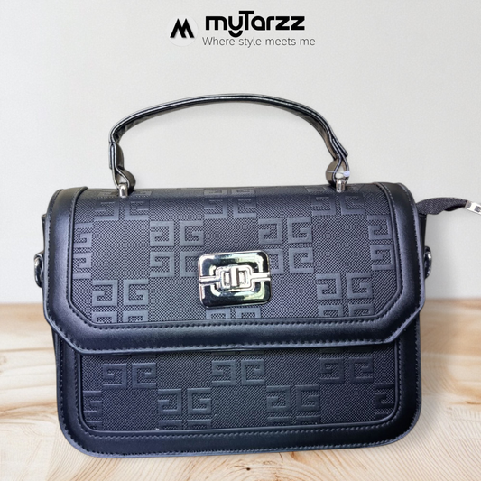 Black Embossed Shoulder Bag Imported