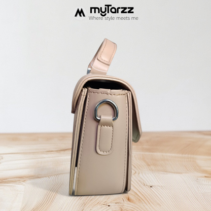 Two-Tone Tan and White Shoulder Bag Imported