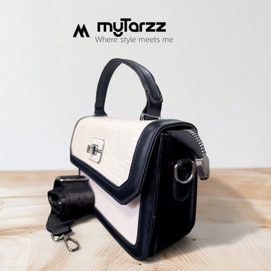 Two-Tone White and Black Shoulder Bag Imported