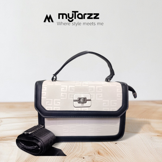 Two-Tone White and Black Shoulder Bag Imported