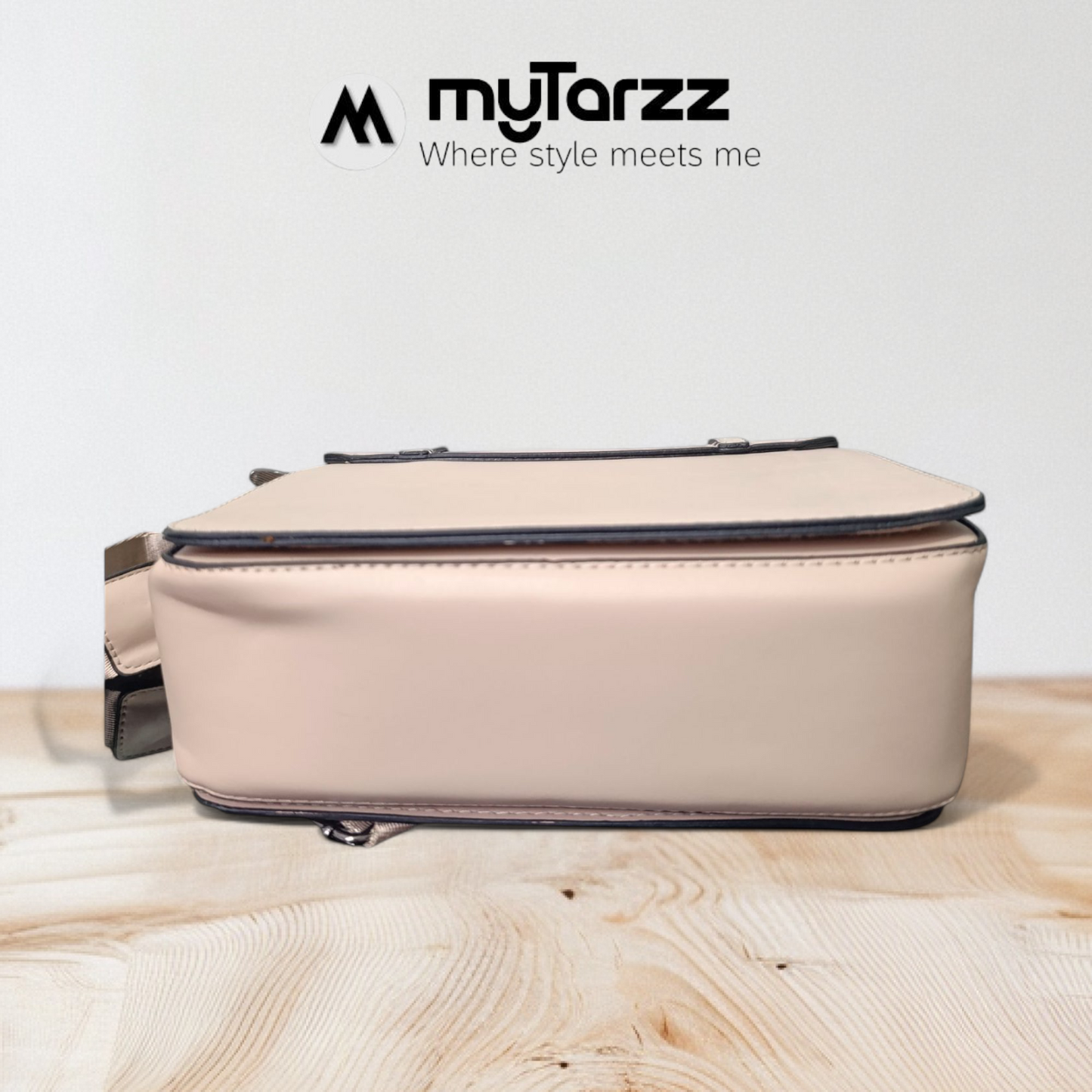 Two-Tone Pink and Taupe Faux Leather Satchel - Imported