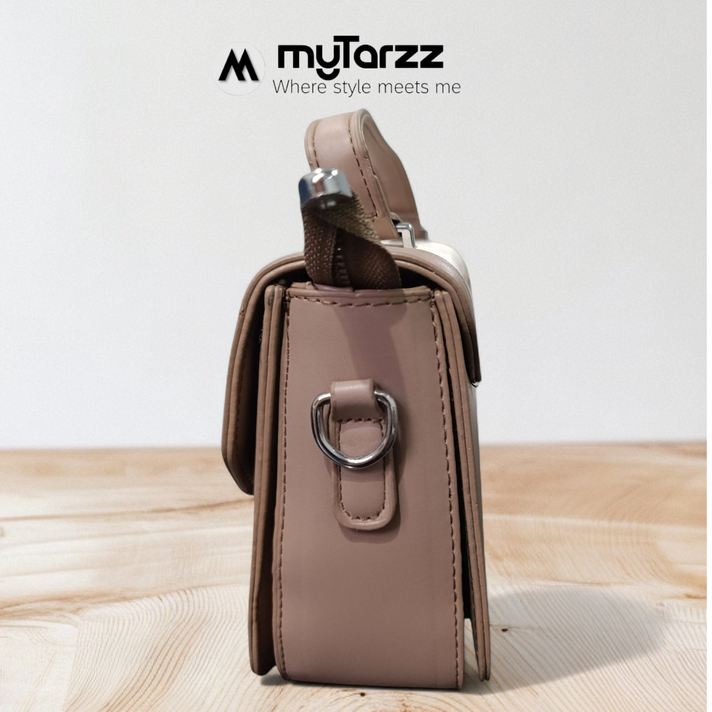 Two-Tone Taupe and Beige Shoulder Bag Imported