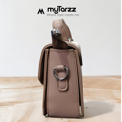 Two-Tone Taupe and Beige Shoulder Bag Imported