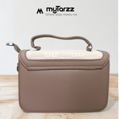 Two-Tone Taupe and Beige Shoulder Bag Imported