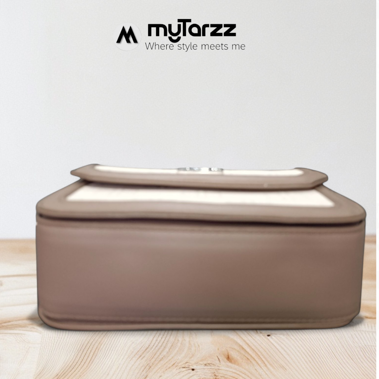 Two-Tone Taupe and Beige Shoulder Bag Imported