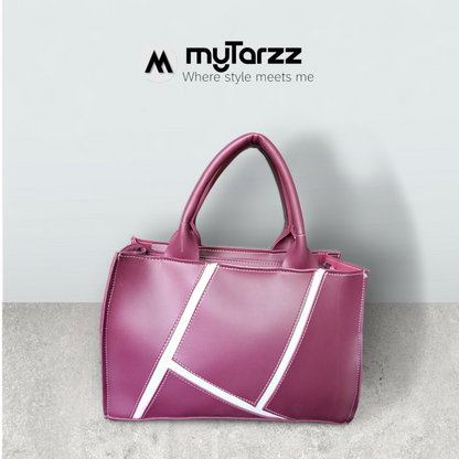 Geometric Faux Leather Handbag Burgundy