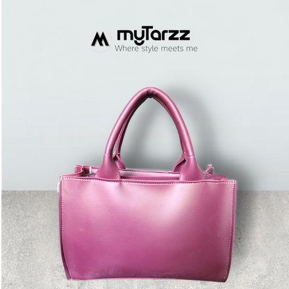 Geometric Faux Leather Handbag Burgundy